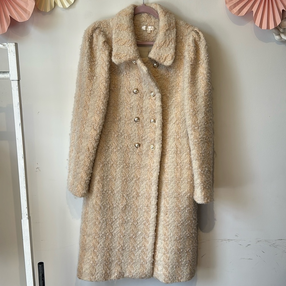 LoveShackFancy Cream Textured Coat